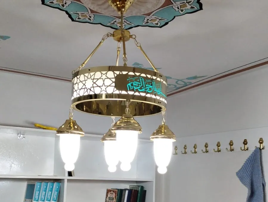 Selçuklu Besmeleli Ledli Cami Avizesi (40 cm 4 kandilli)
