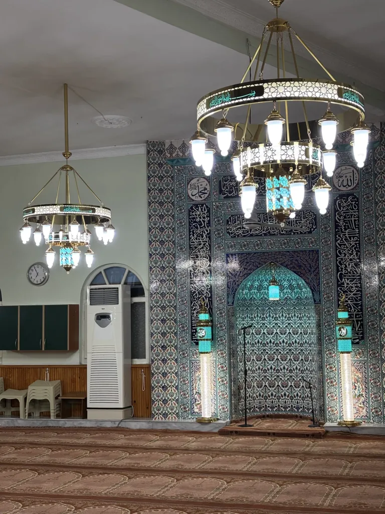 Selçuklu Besmeleli Ledli Cami Avizesi (1 metre 2 halka 16 kandilli)