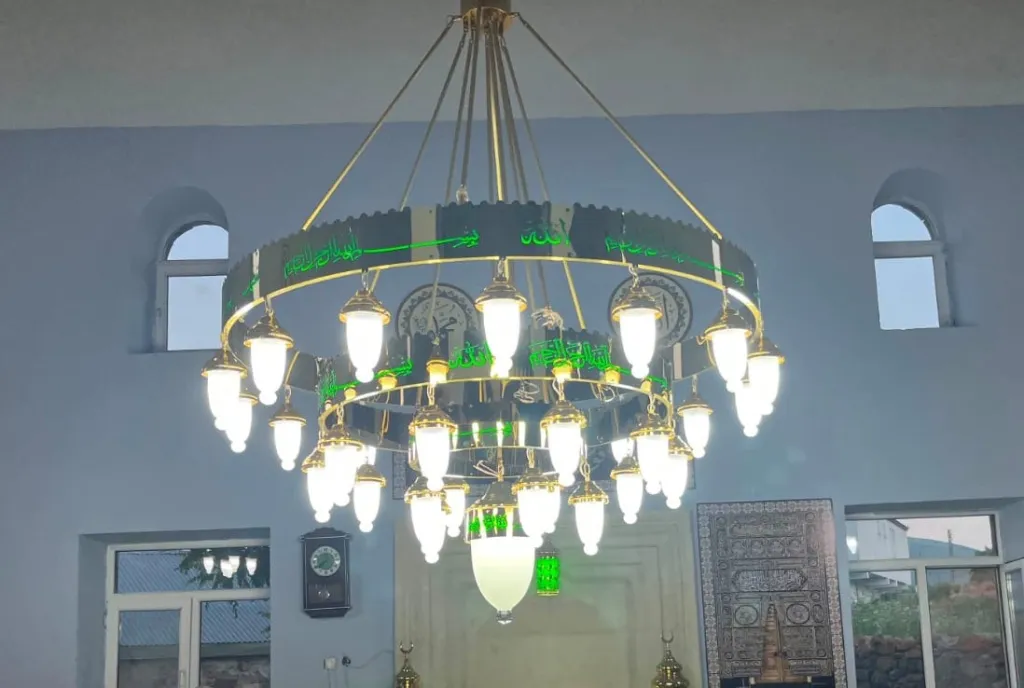 Besmeleli Ayetli Ledli Cami Avizesi (1.5 metre 3 halka 31 kandilli)