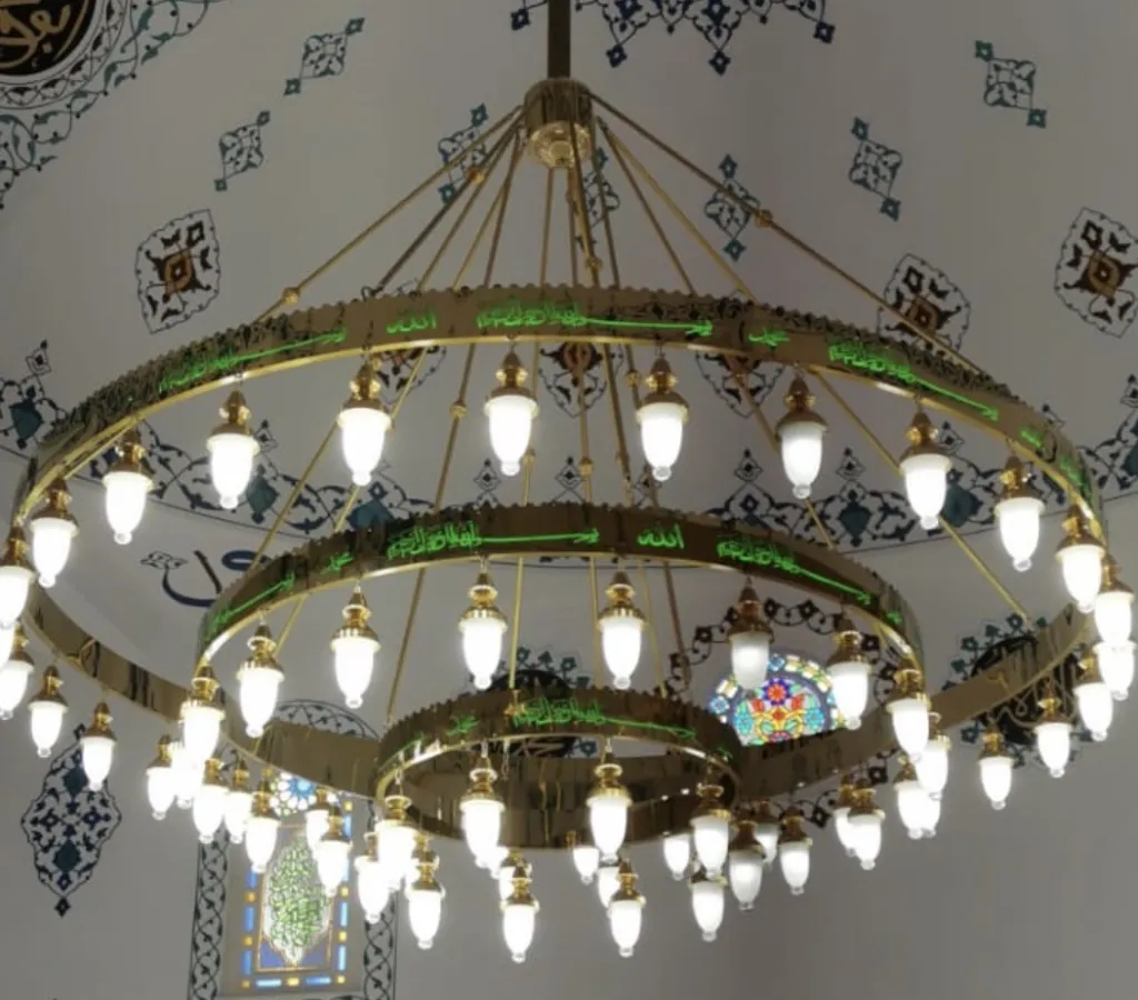 Ayetli Ledli Cami Avizesi (3 metre 3 halka 61 kandilli)